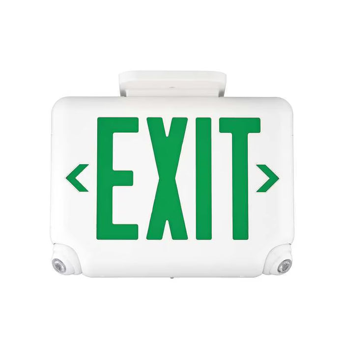 Dual-Lite EVC Series Combination LED Emergency Light/ Exit Sign, Universal Face, Damp Listed, Spectron Self Diagnostics - Green Letters