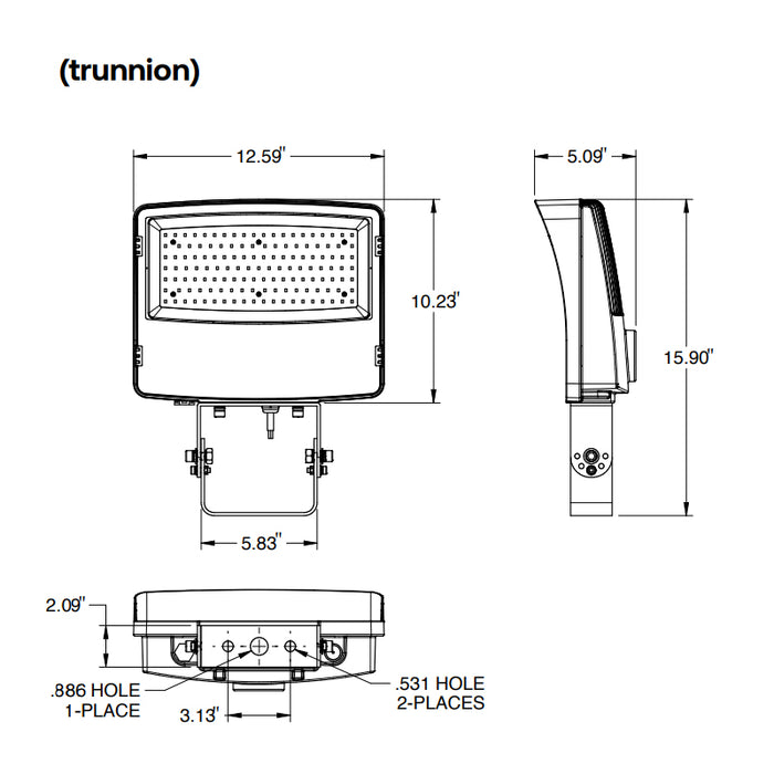 Evolve EFP1120WLSCS 80W/100W/120W LED Flood Light, 3000K/4000K/5000K Selectable, up to 16488 Lumens, 120-347V