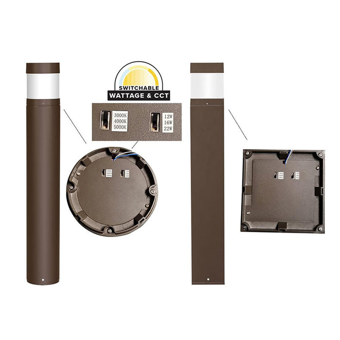 EXO SGB-S-LSCS Sling Square 42" LED Bollard, Wattage & CCT Switchable