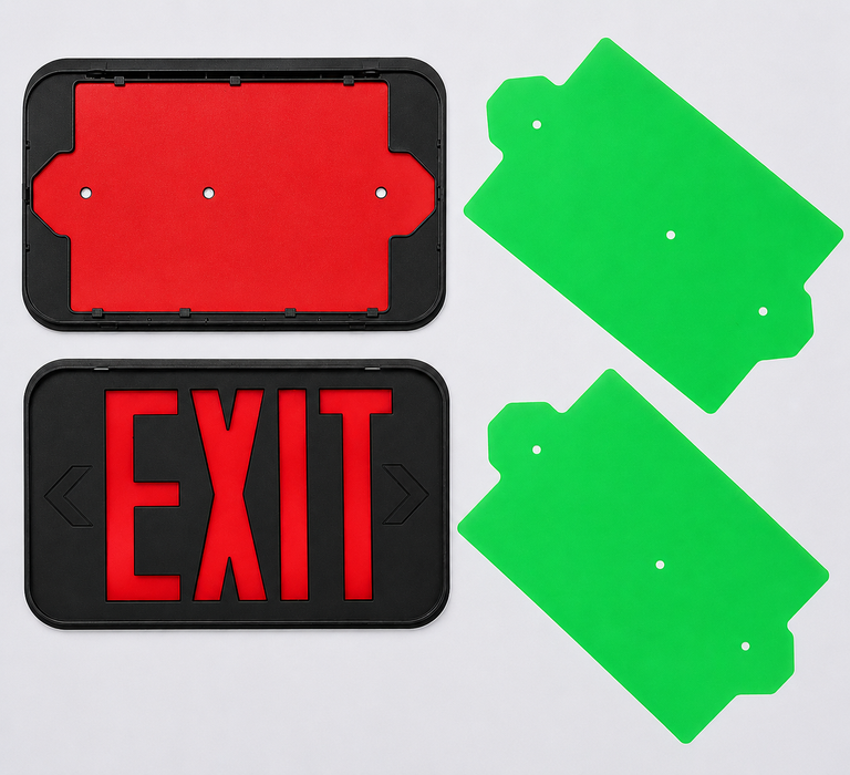 Lithonia Contractor Select EXRG Exit Sign with Ni-MH Battery Back Up - Red/Green Letters Switchable, Black