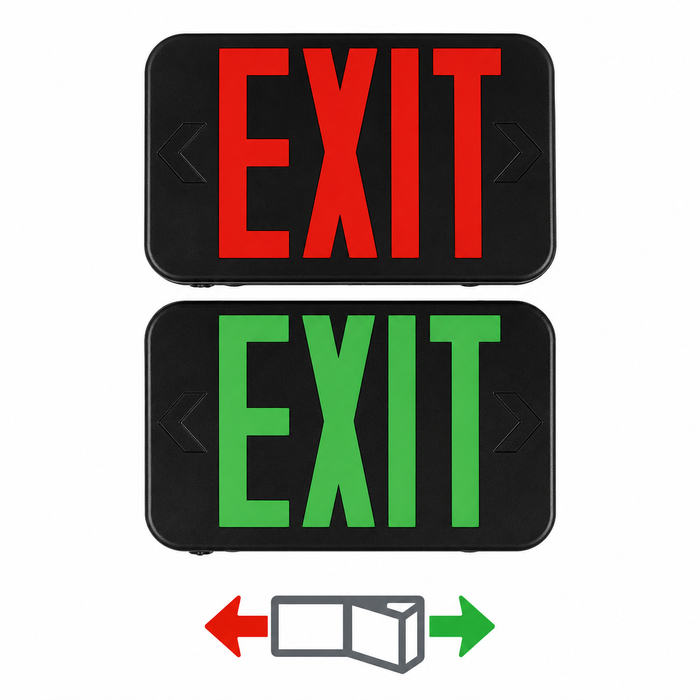 Lithonia Contractor Select EXRG Exit Sign with Ni-MH Battery Back Up - Red/Green Letters Switchable, Black
