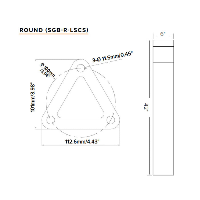 EXO SGB-R-LSCS Sling Round 42" LED Bollard, Wattage & CCT Switchable