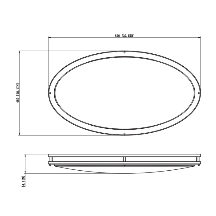 Westgate FDLO 32" 50W LED Oval Double-Ring Flush Mount, 5CCT Selectable