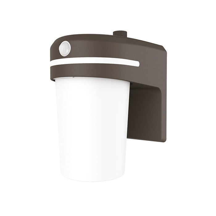 Halo FE10A35GLM 13.6W LED Wall Sconce with Photocell, 3500K, 1000 Lumen, 120V, Glow Ring with Motion Sensor and Dusk-to-Dawn Sensor - Bronze