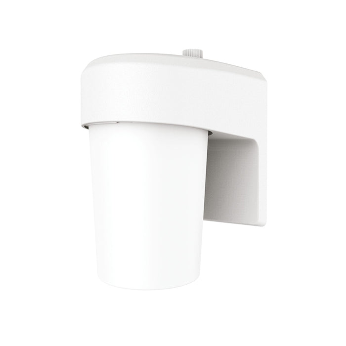 Halo FE12S40FD 11.5W LED Wall Sconce with Photocell, 4000K, 3 Lumens Selectable, 120V, Flood + Dusk-to-Dawn - White