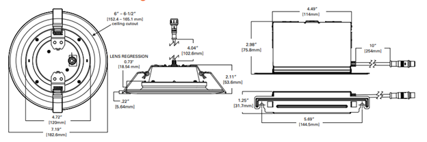 Halo  LTC608FS5B 6" Baffle LED Canless Direct Mount, 800 Lumens, 35CCT White Baffle Trim