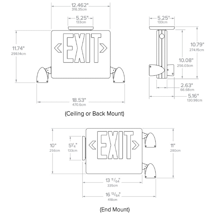 Dual-Lite HCX Series LED Side Mount Designer Exit/Emergency Light, 17W Remote Capacity