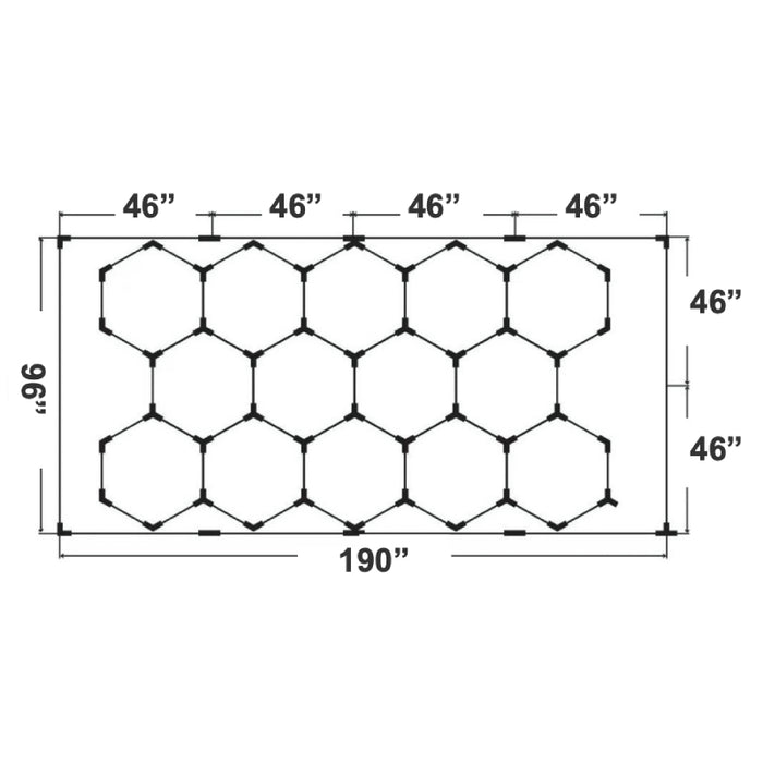 Westgate HEX-96X190 Hex Car Shop Decorative Light Kit with Frame, 120-277V, 46" 16W/PCS, 18" 6W/PCS