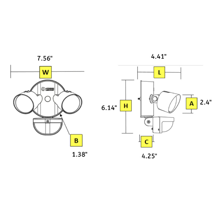 Lithonia HGX 25W 2-Head HomeGuard LED Security Light with Motion Sensor