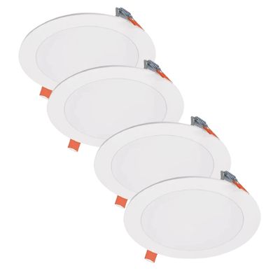 Halo HLBSL 6" Slim Canless LED Downlights, 5CCT Selectable, 900 Lumens, 90+ CRI, Matt White, 120V -4PK