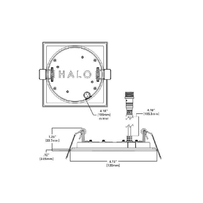 Halo HLB4SP 4" LED Square Lens Downlight with Remote Driver/Junction Box, CCT Selectable