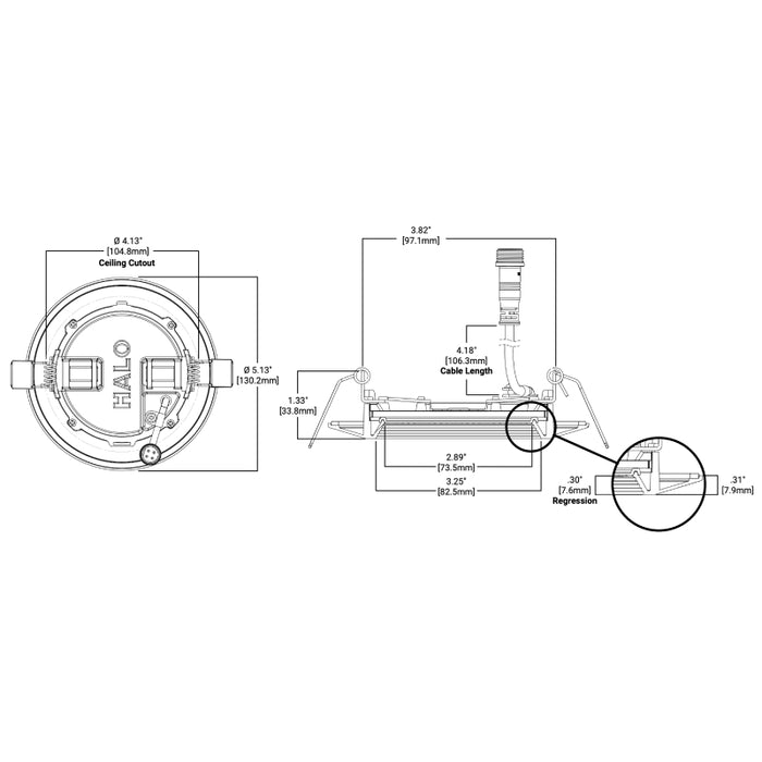 Halo HLBC4 4" Ultra-Slim Regressed LED Downlight, Selectable CCT & Lumens, Dual Install,  Warm Dim
