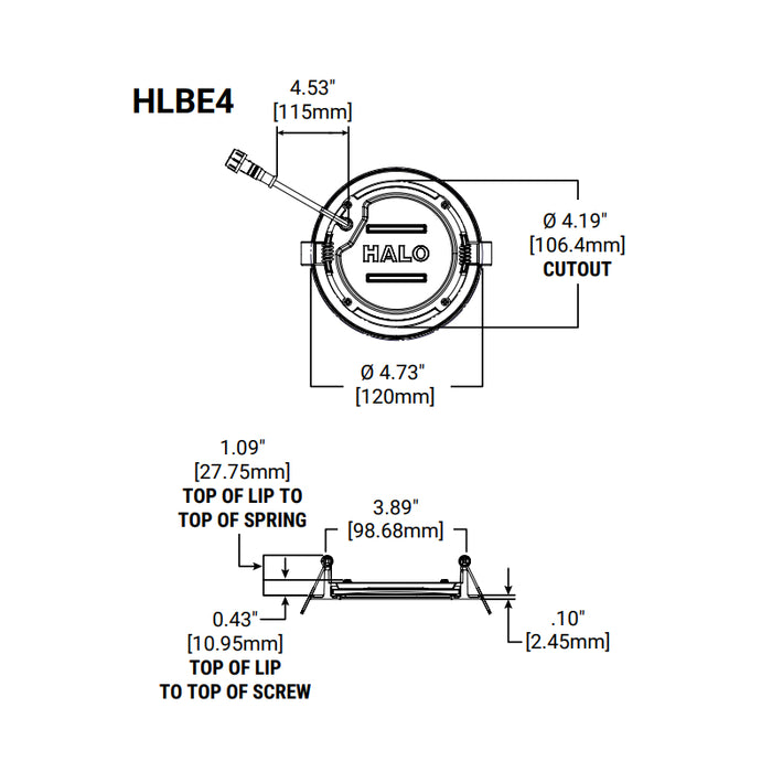 Halo HLBE4 4" Ultra-Slim LED Downlight, New Construction/Remodel Integrated LED Recessed Light Kit