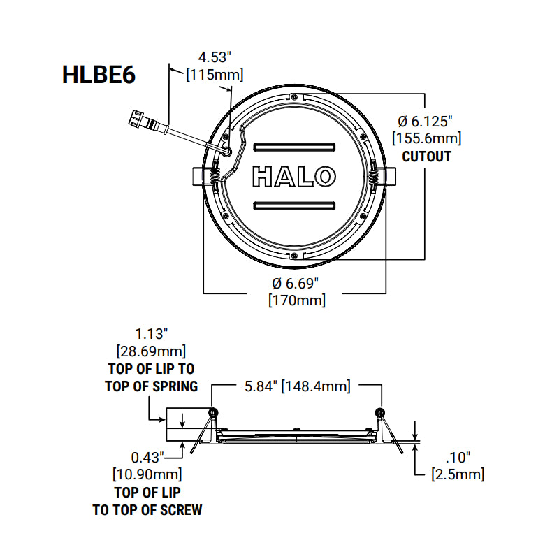 Halo HLBE6 6" Ultra-Slim LED Downlight, 3000K