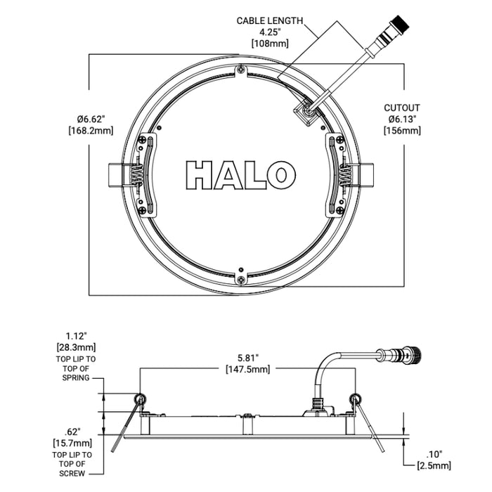Halo HLBSL 6" Slim Canless LED Downlights, 5CCT Selectable, 900 Lumens, 90+ CRI, Matt White, 120V