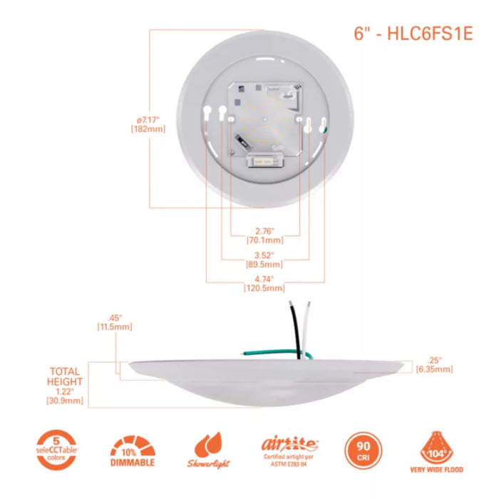 Halo HLC 6" Tapered Surface Mount LED Disk Lights, 5CCT Selectable, 120V, 24-Pack