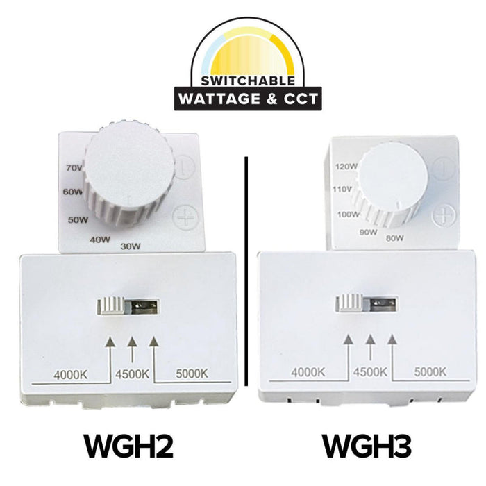 EXO WGH3 80-120W LED Wattage/CCT Selectable Glass Refractor Wall Pack, 120-277V Dark Bronze