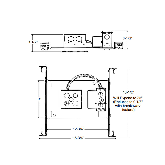 Juno IC1AJBPF 06LM RED Series 4" IC-Rated New Construction Adjustable Downlight Housing, Universal Driver 120-277V, 0-10V, 10% Dim