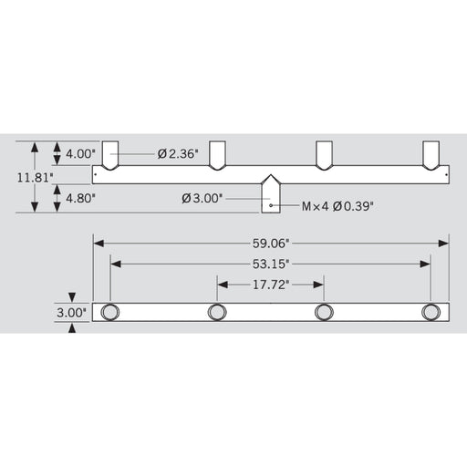 Keystone KT-BH-SF-Q180 Pole Mount Quad Bullhorn Tenon, In Line 180 Deg
