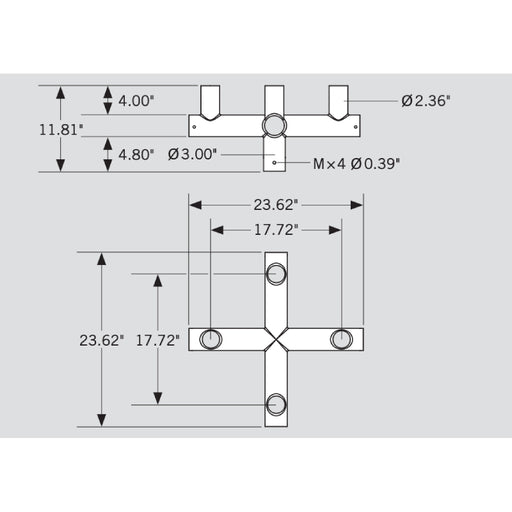 Keystone KT-BH-SF-Q90 Pole Mount Quad Bullhorn Tenon, 90 Deg