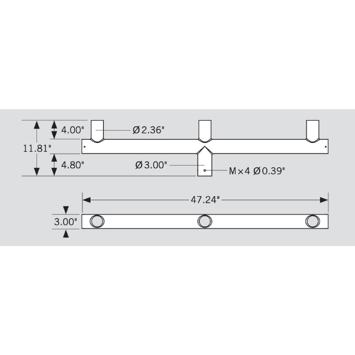 Keystone KT-BH-SF-T180 Pole Mount Triple Bullhorn Tenon