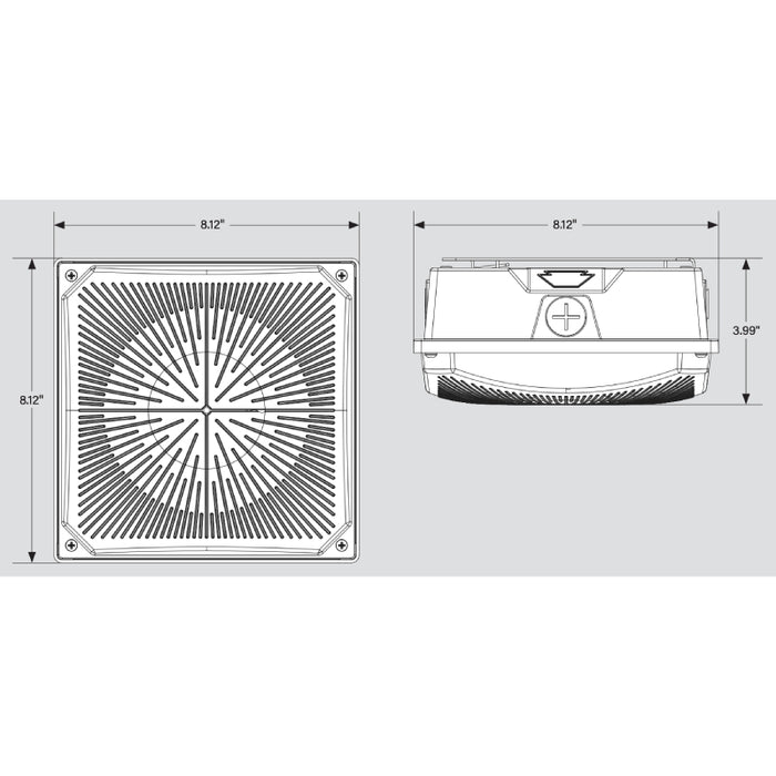 Keystone KT-CLED40PS-S1-8CSB-VDIM 20W/30W/40W LED Square Canopy Light, 3 Power & 3CCT Selectable, 120-277V