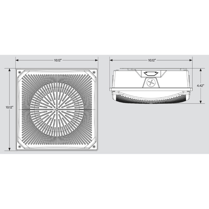 Keystone KT-CLED60PS-M1-8CSB-VDIM 40W/50W/60W LED Square Canopy Light, 3 Power & 3CCT Selectable, 120-277V