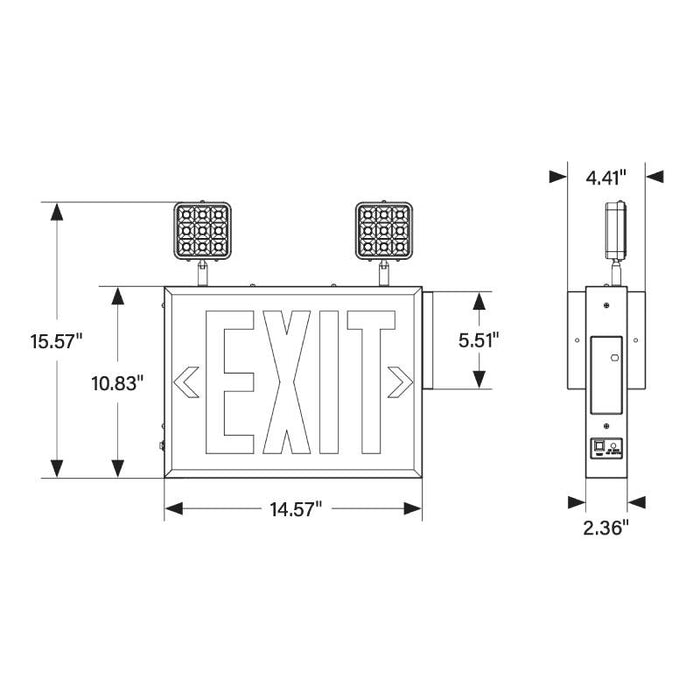 Keystone KT-EC-STNY1-WH3RW-SU LED Exit Combo with Battery Backup, Single or Double Face, Surface Mount, NYC Compliant