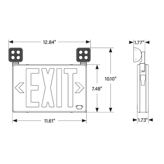 Keystone KT-EC-TP2-KT-EC-TP2 LED Exit Conbo with Backup Battery, Single or Double Face, Surface Mount, Remote Capable