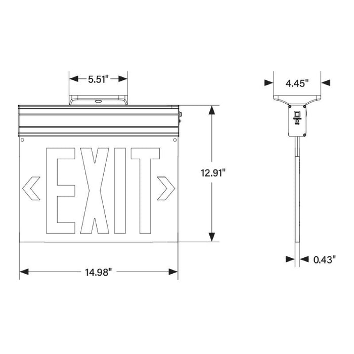 Keystone KT-EX-ELNY2-WH3RL-SD LED Exit Sign with Battery Backup, Single or Double Face, Surface Mount, NYC Compliant