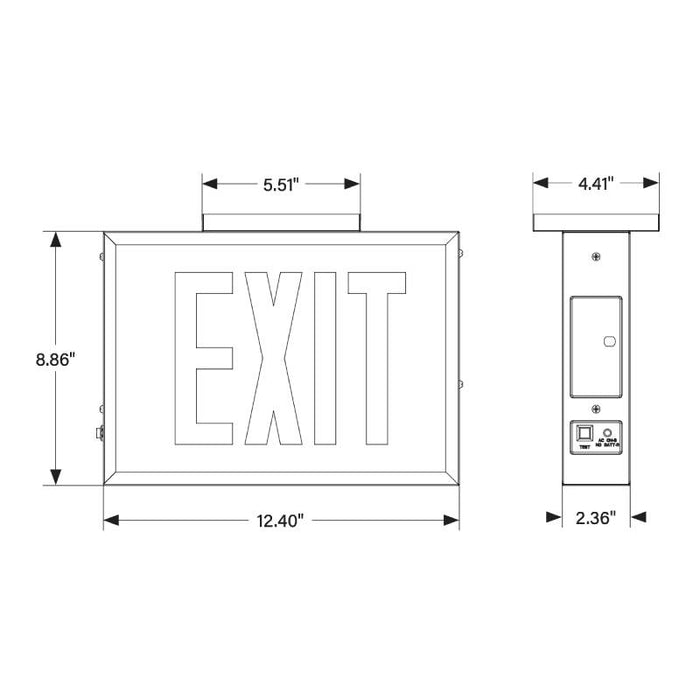 Keystone KT-EX-STCH1-WH1RL-SU LED Exit Sign with Battery Backup, Single Face, Surface Mount, Chicago Compliant