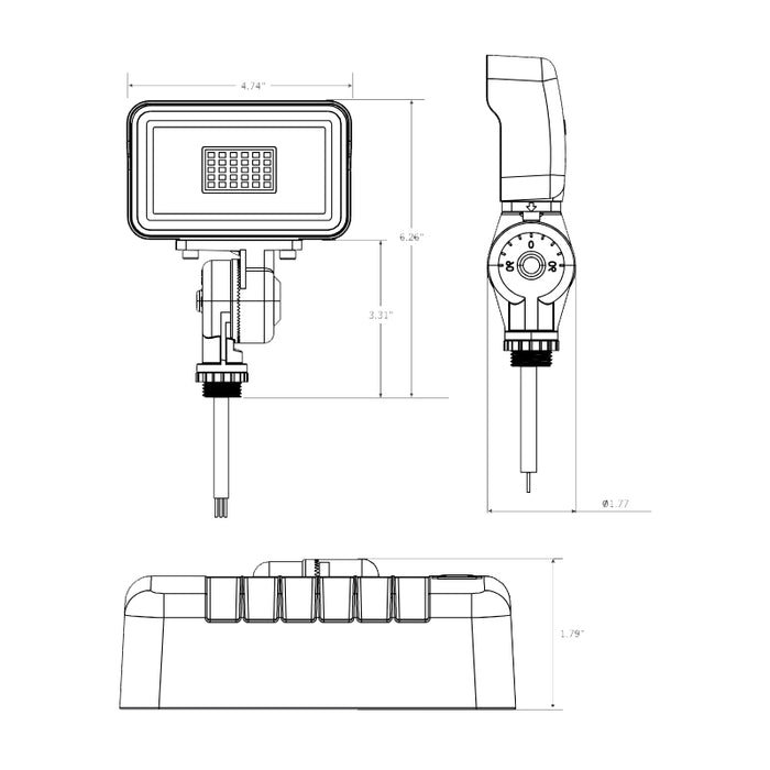 Keystone KT-FLED15-R3A-KM 15W Contractor Prime LED Flood Light, Up to 1725 Lumens, Knuckle Mount, 120-277V