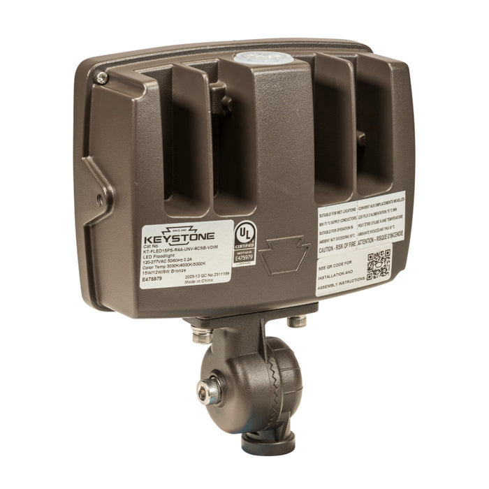 Keystone KT-FLED60PS-R4A 40W/50W/60W LED Flood Light, 3CCT Selectable, Up 9000 Lumens, knuckle+yoke mounts, 120-277V