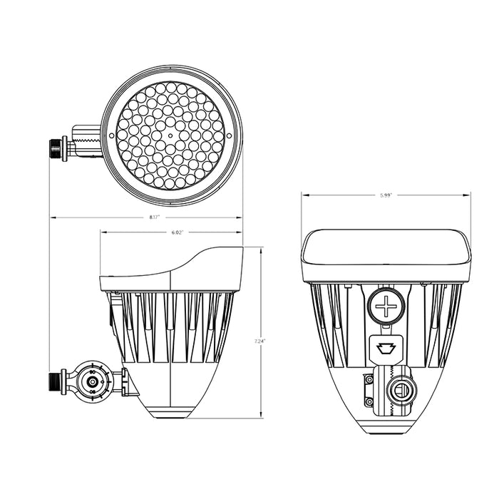 Keystone KT-FLED25PS-C1E-UNV-8CSB-VDIM LED Bullet Flood Light with Photocell, Power & CCT Selectable
