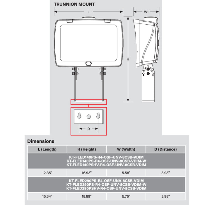 Keystone KT-FLED140PS 100W/140W LED Flood Light, 3CCT Selectable