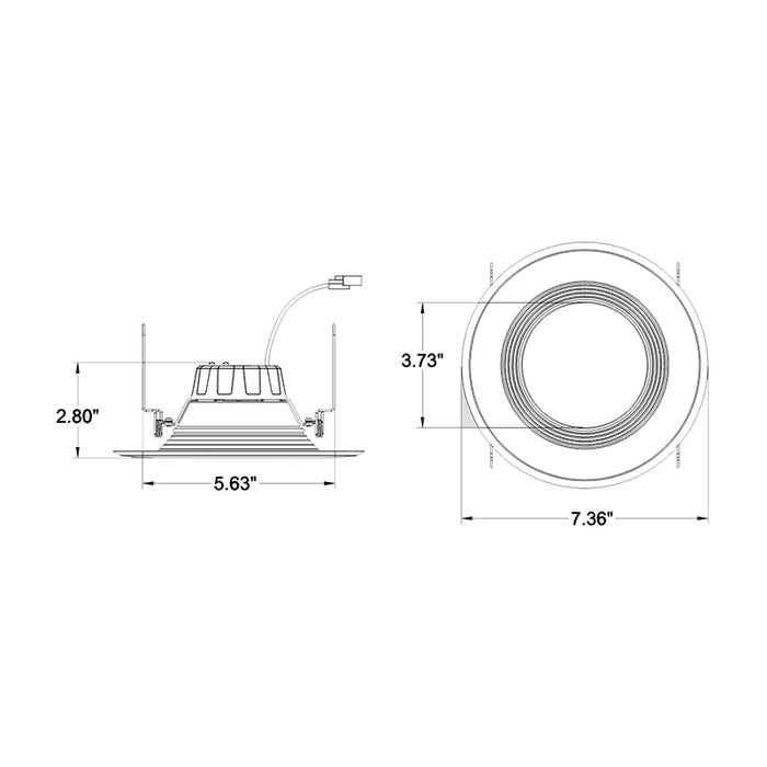 Keystone KT-LED14PSRD-6CB-9CSF-DIM 5"/6" LED Baffled Downlight Retrofit Trim, Power & CCT Selectable