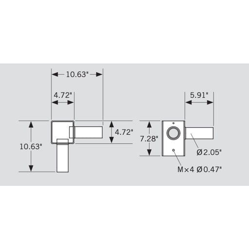 Keystone KT-PMTT-4SQ-D90 Pole Mount Dual Tenon, Top Mount Horizontal 90 Deg for 4" Square Pole