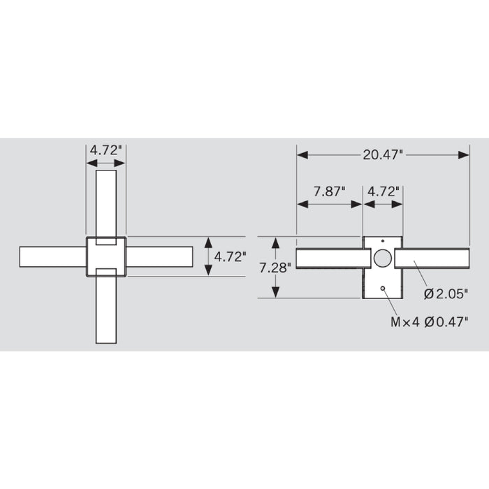 Keystone KT-PMTT-4SQ-Q90 Pole Mount Quad Tenon, Top Mount Horizontal 90 Deg for 4" Square Pole