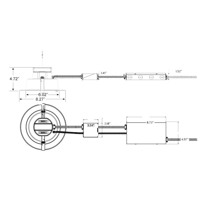Keystone KT-RDLED24PS-6A-9CSF-VDIM-EM4 6" LED Recessed Emergency Downlight, 5CCT & Wattage Selectable, 120-277V, 0-10V Dimming, 4W Emergency