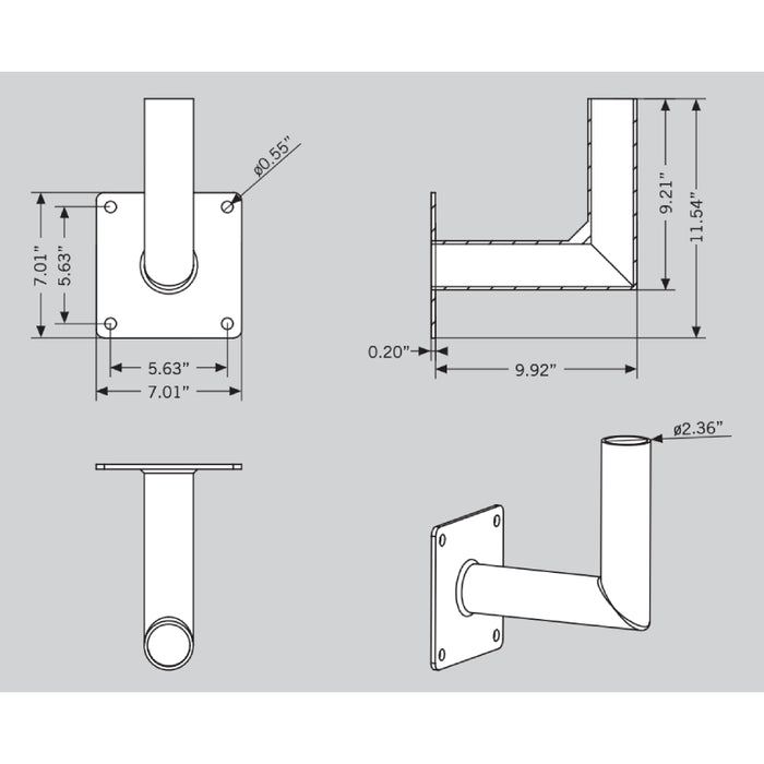Keystone KT-WMT-S90 Wall Mount Tenon, 90 Deg