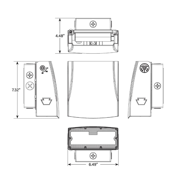 Keystone KT-WPLED35PS-S3-8CSB-VDIM 15W/25W/35W LED Adjustable Wall Pack, 3CCT & Wattage Selectable, 120-277V