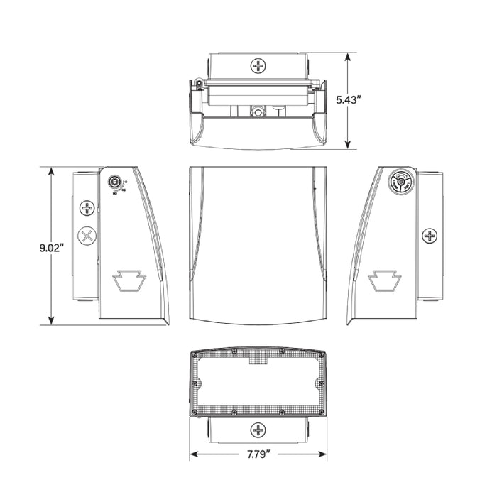 Keystone KT-WPLED75PS-M3-8CSB-VDIM 45W/60W/75W LED Adjustable Wall Pack, 3CCT & Wattage Selectable, 120-277V, TAA