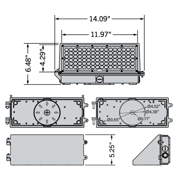 Keystone KT-WPLED80PS-M5-8CSB-VDIM 55W/70W/80W Full Cutoff LED Wall Pack, 3CCT & Wattage Selectable, 120-277V