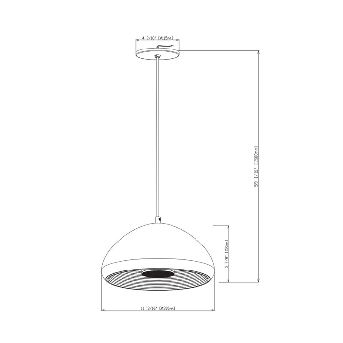Westgate LCEU 12" 12W LED Pendant, 3000K, 120V