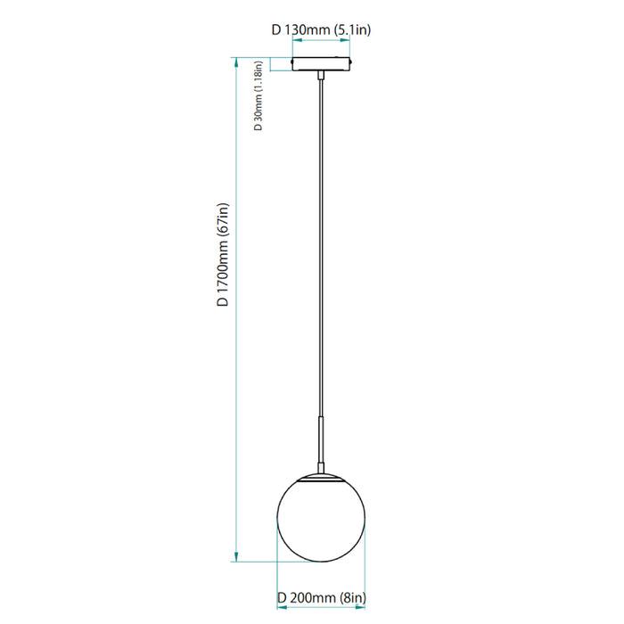 Westgate LCFG 8" Seeded Glass Pendant, 120V