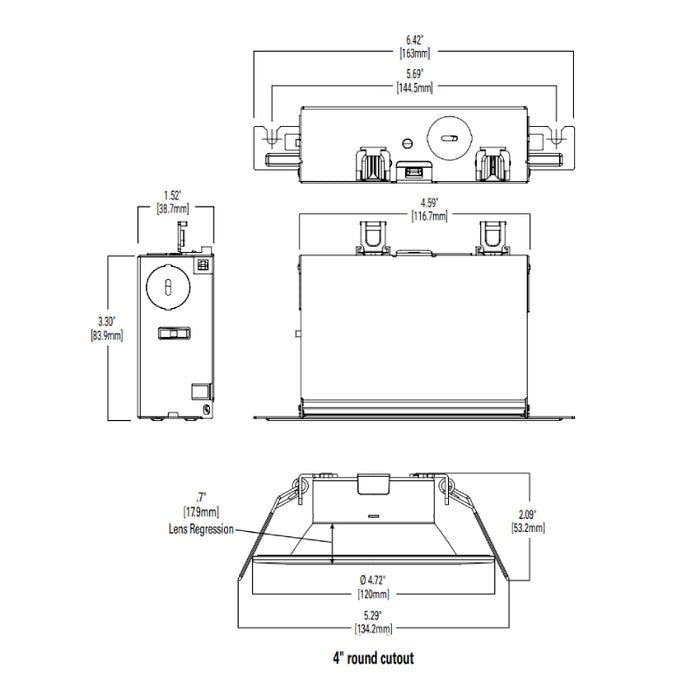 Halo LCR408RD 4" Canless LED Downlight, CCT Selectable, 800 Lumen
