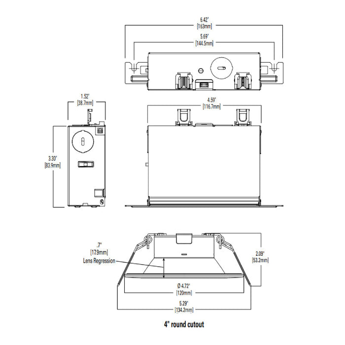 Halo LCR412RD 4" Canless LED Downlight with Emergency Battery Pack, CCT Selectable, 1200 Lumen