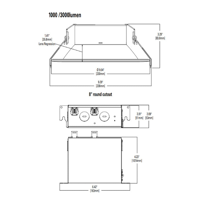 Halo LCR810RD 8" Canless LED Downlight with Emergency Battery Pack, CCT Selectable, 1000 Lumen