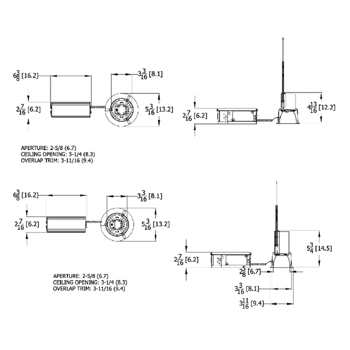 Lithonia LDN3 3" LED Round Open New Construction Housing, 1000lm, Universal Dimming to 1%