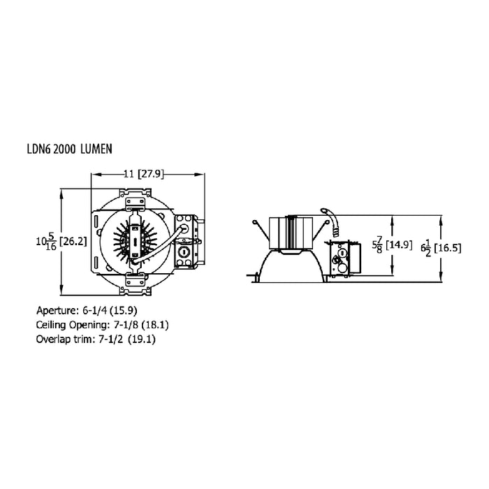 Lithonia LDN6 6" 22W LED Round New Construction Downlight